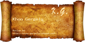 Khon Gergely névjegykártya